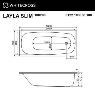 Гидромассажная ванна WHITECROSS Layla Slim 0122.180080.100.SOFT.CR 180x80 см Soft хром