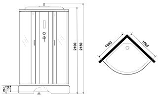 Душевая кабина Niagara NG-3502-14P 100x100см серебро/тонированное
