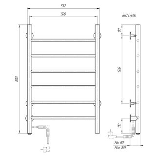 Полотенцесушитель электрический Domoterm Классик DMT 109-6 50х80 EK L белый