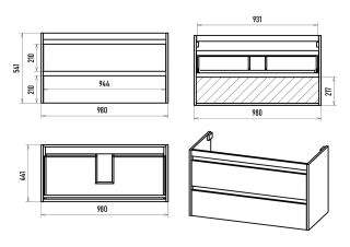 Подвесная тумба под раковину Brevita Balaton BAL-06100-01-012Я 100см белый/серый