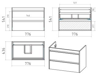 Подвесная тумба под раковину Brevita Balaton BAL-06080-01-012Я 80см белый/серый
