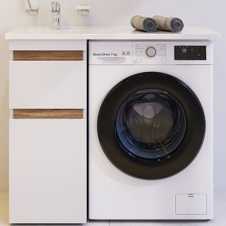 База под столешницу для стиральной машины, напольная, 40 см, 2 ящика, белый глянец