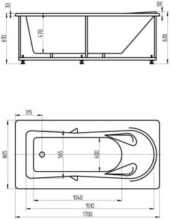 Акриловая ванна Aquatek Леда LED170-0000034 170х80 см слив слева с фронтальным экраном сборно-разборный сварной каркас