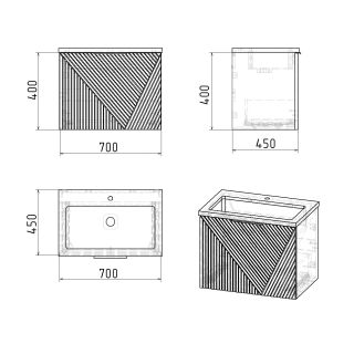 Тумба под раковину Grossman Блисс 107052 70 см подвесная цвет белый