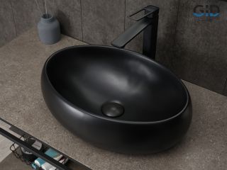 Раковина Gid Bm9030b 53372 накладная черная матовая 48x34x15