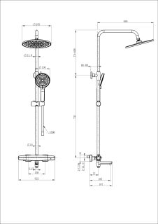 Душевая стойка Wonzon & Woghand Neo WW-B3046-A1-CR с термостатом хром