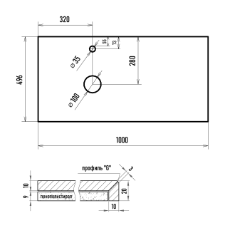 Столешница Brevita Cargo MA01-100К 100см серый
