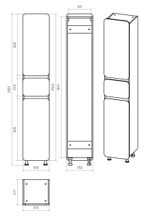 Напольный шкаф - пенал Misty Чегет 35см правый белый