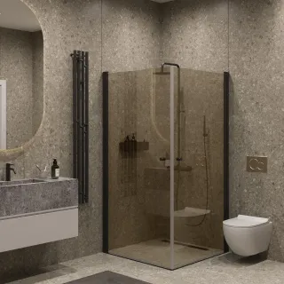 Душевой уголок на монопетле by Deonria U-80-79-6-BR-B 80x79см чёрный/бронза