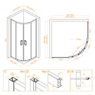Душевой уголок RGW CL-54B 32095400-14 100x100см чёрный