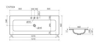 Раковина Ceramicanova Grace CN7024 120 см белый