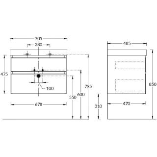 Тумба под раковину Kerama Marazzi Cubo CUB.70.2\LIM 70 см лимо матовый