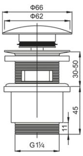 Донный клапан с системой "Клик-клак" с переливом, хром Cezares CZR-SAT5-01