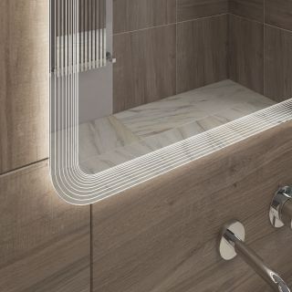 Зеркало Cezares с лазерной гравировкой, контурной подсветкой сенсорным выключателем CEZARES CZR-SPC-DUET-1000-800-LED-TCH