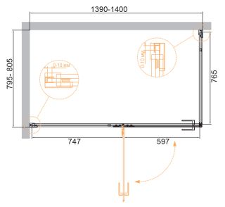 Душевой уголок Cezares Bellagio 140x80см чёрный BELLAGIO-AH-1-140/80-C-NERO