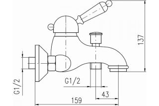 Смеситель для ванны Rav Slezak Labe L554.5Z золото