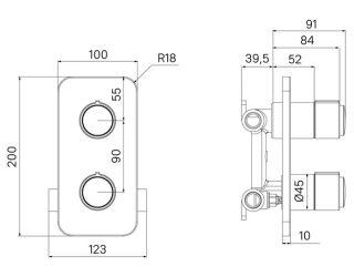 Встраиваемый смеситель с двумя выходами IDDIS Slide Push Control SLIBLBTi67 чёрный матовый