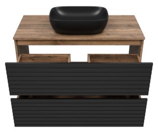 Напольная тумба под раковину Brevita Dakota DAK-07100-19/02-2Я 100см дуб Галифакс олово/чёрный