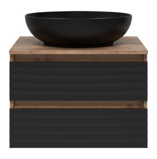 Подвесная тумба под раковину Brevita Dakota DAK-09060-19/02-2Я 60см дуб Галифакс олово/чёрный