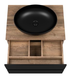 Подвесная тумба под раковину Brevita Dakota DAK-09070-19/02-2Я 70см дуб Галифакс олово/чёрный