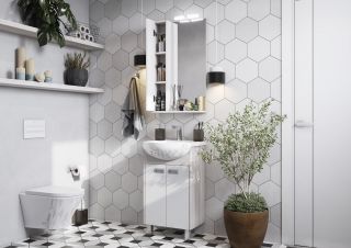 Зеркальный шкаф Акватон Бекка 70см белый/дуб сомерсет 1A214702BAC20