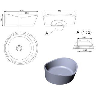 Раковина Holbi Mars 42см цветной матовый 1.02.003.11.3