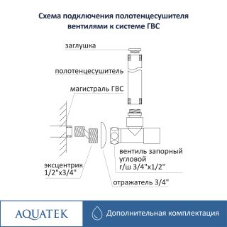 Комплект фитингов для подключения полотенцесушителя Aquatek AQ 2020BL, черный муар