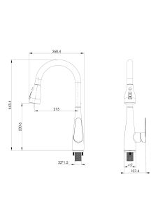 Смеситель для кухни Wonzon & Woghand WW-121E201B-MB с выдвижным изливом чёрный матовый