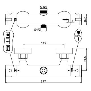 Душевая стойка Swedbe Hermes 9091G1 с термостатическим смесителем для душа хром/серый