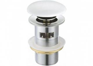 Донный клапан с системой "Клик-клак" с переливом,  белая керамическая крышка, хром/белый Cezares CZR-SAT7-Bi