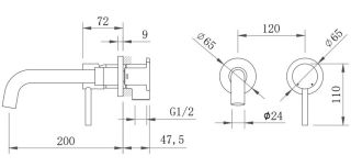 Встраиваемый смеситель для раковины Berges Ventas R 076012 чёрный матовый