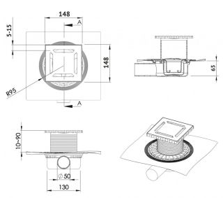 Душевой трап Berges Zentrum Antik 091365 15см хром глянец