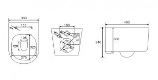 Подвесной унитаз Berges Ventas Black Rimless 082136 сиденье дюропласт Ventas Slim SO чёрный