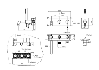 Встраиваемый смеситель для ванны Boheme Uno 464-3-MG золото матовое