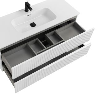 База под раковину Cezares подвесная с двумя выкатными ящиками, Bianco Lucido, 1200x457x500, DUET-N-1200-2C-SO-BL