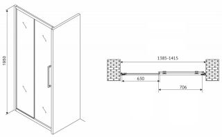 Душевая дверь ABBER Schwarzer Diamant AG30140H 140см хром
