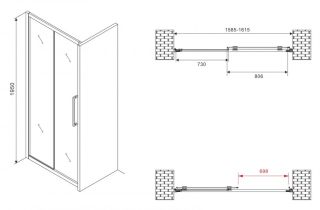 Душевая дверь ABBER Schwarzer Diamant AG30160BMH 160см чёрный