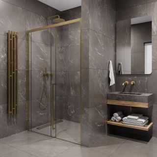 Душевая дверь в нишу Timo T53R 130 см правая золото матовое