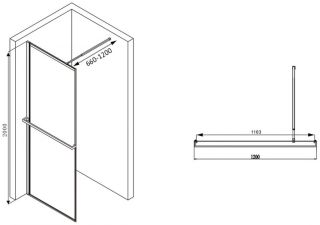 Душевая перегородка ABBER Immer Offen 120см чёрный AG60120B8