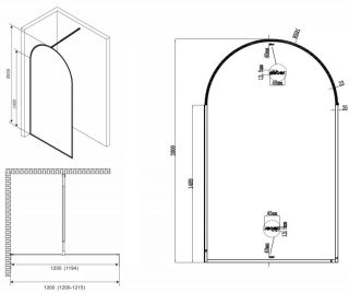 Душевая перегородка ABBER Immer Offen AG64120B8 120см чёрный