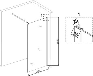 Душевая перегородка Niagara NG-683-11BLACK 110см чёрный/прозрачное
