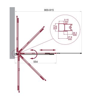 Душевая шторка на ванну BelBagno  LUCE-VF-11-90/145-P-NERO черный