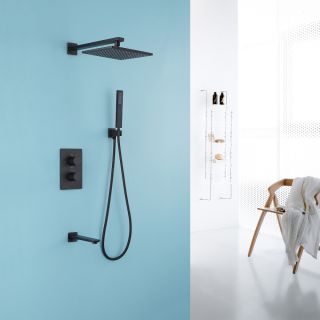 Душевая система ABBER Weiss Insel с термостатом чёрный матовый AF8050B