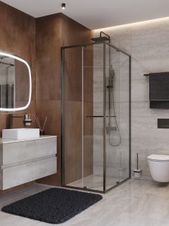 Душевой уголок CEZARES LUX-AH-FS-1-70/90-C-GM оружейная сталь