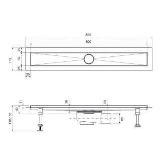 Душевой лоток Timo Drain System DS230108/01 80см с вставкой lines сатин