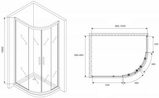 Душевой уголок ABBER Schwarzer Diamant AG01190B 100x90см чёрный