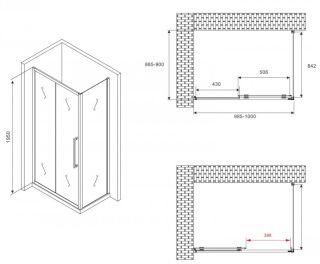 Душевой уголок ABBER Schwarzer Diamant AG30100BMH-S90BM 100x90см чёрный