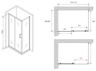 Душевой уголок ABBER Schwarzer Diamant AG301105-S505 110x50см хром