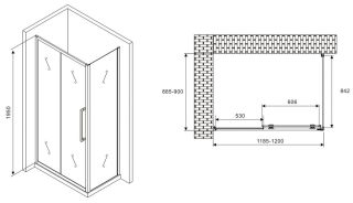 Душевой уголок ABBER Schwarzer Diamant AG30120MH-S90M 120x90см хром