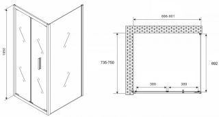 Душевой уголок ABBER Sonnenstrand AG07090-S75 90x75см хром